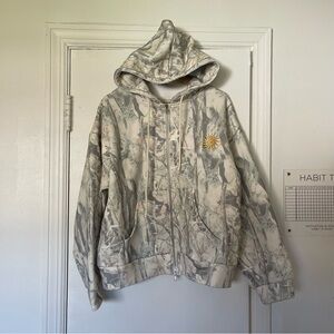 Camouflage Hooded Jacket with Gold Detail